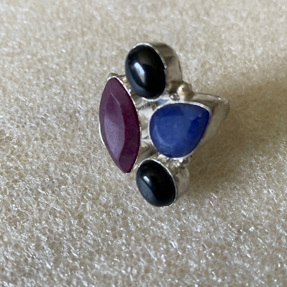 Vintage multi stone silver ring